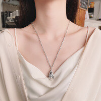 wholesale S925 silver ethnic retro matte finish praying hands worship good thoughts DIY pendant accessory-133PM/single pendant A about 10.8g