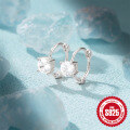 wholesale 925 Sterling Silver New Super Sparkling Single Diamond Versatile Fashion Ear Hoop Ear Clasp Earrings-0-3