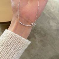 wholesale S925 Sterling Silver Necklace with a Flickering Meteor Arc-set Diamond Star Pendant Light Luxury Collarbone Chain Y00076-S925 silver necklace gold 925 silver