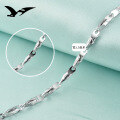 wholesale S925 Silver Vintage Sweet Accessory Fashion OL Trendy Women's Necklace Collarbone Chain Round Line Melon Seed (Curved Blade) Pendant-0-3