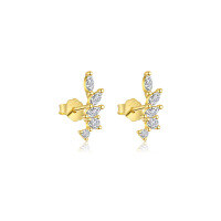 wholesale S925 Sterling Silver Geometric Teardrop Marquise Zircon European Cross-border French Earrings For Women-E4812-Gold/Pair 925 Silver