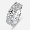 925 Silver Adjustable Moissanite Ring, XYL New Luxury European and American Design, Ins-style Couple Gift-0-2