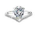 wholesale S925 sterling silver wholesale 2-carat crown teardrop pear-shaped moissanite ring women's jewelry high-end accessories-0-4