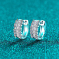 S925 Sterling Silver Full Moissanite Women's Classic Hoop Earrings-0-4