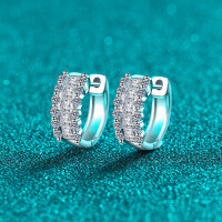 S925 Sterling Silver Full Moissanite Women's Classic Hoop Earrings-1.16-carat pure Moissanite  925 silver