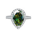 wholesale S925 Sterling Silver 4-Carat Teardrop Pear-Shaped Moissanite Women's Ring Jewelry High-End Accessories-0-5