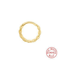 wholesale S925 Sterling Silver Twisted Flexible Cartilage Hoop Earrings, Cross-border Hot Sale INS Nose Stud Nose Ring Earring Accessories-Single gold