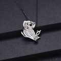 wholesale 925 Silver Designer Owl Brooch Pendant Two-Way Design High-End Natural Gemstone Necklace Pendant-0-2