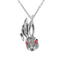wholesale S925 Sterling Silver Vintage Retro Exaggerated Red Pomegranate Mr Rabbit Pendant Trendy Hip-Hop Accessory-0-4
