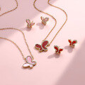 wholesale Metal material trendy butterfly micro-pave red necklace, luxury ferris wheel butterfly love resin stud earrings for women-0-0