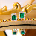 wholesale S925 silver hypoallergenic classic halo lab-grown emerald 5*7mm small octagon stud earrings for women-0-1
