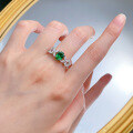 wholesale 925 Sterling Silver Fashionable Full-Set 6*8mm Emerald Zircon Exquisite Niche Row Ring Daily Style-0-3