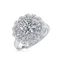 925 Sterling Silver Large Flower Moissanite Ring Women's Ins Style Luxury-0-3