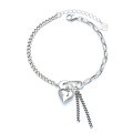 wholesale 925 Sterling Silver Pin Heart Bracelet for Women, Ins Minimalist Style, Niche Design, Simple and Unique, Vintage-Inspired, Versatile Matching for Best Friends-0-4