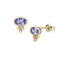 wholesale 925 Sterling Silver Duli Jewelry New Vintage Earrings with Garnet and Blue Topaz Gemstones, Minimalist and Versatile Style-Natural Tanzanite &gt;925 Silver