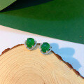 wholesale S925 Sterling Silver Small Hoop Earrings for Women, Minimalist Design, Vintage Luxury Green Chrysoprase Stud Earrings, Hypoallergenic for Sensitive Ears-0-1