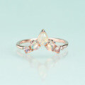 wholesale Rose gold plated over S925 sterling silver with African opal inlay, V-shaped fashion minimalist luxury natural gemstone ring-0-1