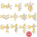 wholesale S925 Sterling Silver Geometric Zirconia Opal Marquise Stud Earrings with Threaded Flat Back-0-0