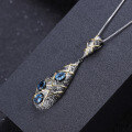 wholesale S925 Silver Italian Designer Crafted Vintage Style High-End Natural Amethyst Pendant Necklace-0-2