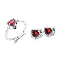wholesale S925 silver jewelry set with light luxury garnet gemstone, featuring a ring and earrings-0-4