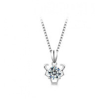 925 Silver Zodiac Pendant with 1-Carat Moissanite Necklace for Women-Taurus + Box Necklace  1 Carat (Eight Hearts and Eight Arrows Zirconia)