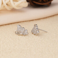 wholesale 925 Silver Butterfly Stud Earrings for Women, Korean Style Simple Zircon Combination Wear Fashion Jewelry Factory Wholesale-Butterfly earrings-[Not suitable for Tremella plug]
