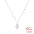 wholesale S925 Sterling Silver Evil Hand Inlaid with Diamond Women's Pendant Necklace,Ins。-0-4