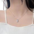 wholesale S925 Sterling Silver Moissanite Round Bezel Necklace for Women, Simple and Fashionable Pendant, Versatile Classic Trendy Light Luxury Korean Style-0-3