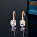 Rose Gold S925 Silver Moissanite Stud Earrings with Tassel Four-Prong Setting-0-1