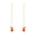 wholesale 925 Silver Enamel Red Bow Bell Drop Earrings New Christmas Retro European and American Style Ear Thread-0-1