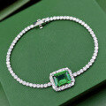 wholesale 925 Sterling Silver New Fashionable and Elegant 8*10 Emerald Bracelet in Trendy Ins Style-0-8