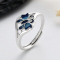 wholesale S925 Sterling Silver Vintage Creative Enamel Cloisonné Butterfly Ring Fashion National Trend Ethnic Style Index Finger Ring-0-2