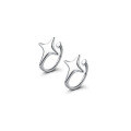 wholesale S925 Sterling Silver Four-Pointed Star Ear Clips for Women, Minimalist Niche Smooth Studless Four-Pointed Star Earrings M00519-0-4