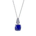 wholesale 925 Silver with 10*10mm Royal Blue Sugar Loaf Cut Pendant Necklace for Women, Collarbone Chain by Zhuozhifan New Collection-0-4