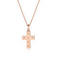 wholesale 18k Gold Cultivated Diamond Cross Pendant Necklace, European and American Style Lucky Collection Rose Gold K Gold Necklace-0-3