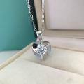 wholesale S925 Sterling Silver Moissanite Blooming Heart Necklace, MinimalistSilver Pendant, Romantic Gift for Girlfriend-0-0