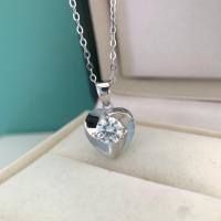 wholesale S925 Sterling Silver Moissanite Blooming Heart Necklace, MinimalistSilver Pendant, Romantic Gift for Girlfriend-1 carat (high carbon diamond) necklace 925 silver