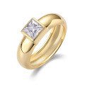 Sterling Silver CZ Square Chinese Style 18K Gold Plated Ring-0-3