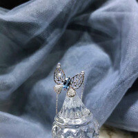 wholesale S925 Sterling Silver Butterfly Necklace for Women, Light Luxury and Niche Blue Aquamarine New Hollow-out Ins Chain-Copper platinum