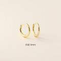 wholesale S925 Sterling Silver Minimalist Korean Plain Circle Round Ear Studs Light Surface Multiple Sizes Stackable Ear Hoops-0-14