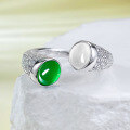 wholesale Sterling silver plated with high-ice green chalcedony and 60mm agate in a signature cabochon design-0-3