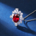 wholesale S925 Sterling Silver Full Diamond Oval Ruby Choker Necklace for Women-0-2