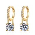 S925 Silver Gold-Tone 2ct D Color Moissanite Convertible Earrings Wholesale-0-3