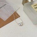 wholesale S925 Sterling Silver Minimalist Delicate Love Heart Pendant Necklace for Women, Small and Fresh, Forest Style, Trendy Collarbone Chain-0-4
