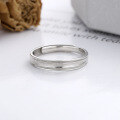 wholesale S925 Sterling Silver Textured Matte and Polished Splice Couple Ring Simple and Versatile Trendy Style-0-2