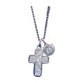 wholesale S925 Sterling Silver European and American Style High Carbon Diamond Cross Pendant, Fashionable and Versatile Commuter Stretch Necklace, Dropshipping Available-0-4