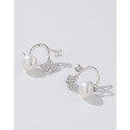 wholesale 925 Sterling Silver Freshwater Pearl Earrings Women Small Design High-End Micro-Inlaid Zircon Two-Way Wear Earrings-0-3