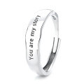 wholesale S925 Sterling Silver Korean Style English Plain Minimalist Ring, Ins Trend Versatile Daily Wear Open Adjustable Ring-0-4