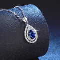 S925 Silver Cross Cultured Emerald Moissanite Ruby Sapphire Necklace Wholesale-0-1
