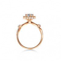 S925 Silver Moissanite Flower Asymmetric Women's Wedding Ring, 1 Carat.-50 points (Moissanite)  No. 12